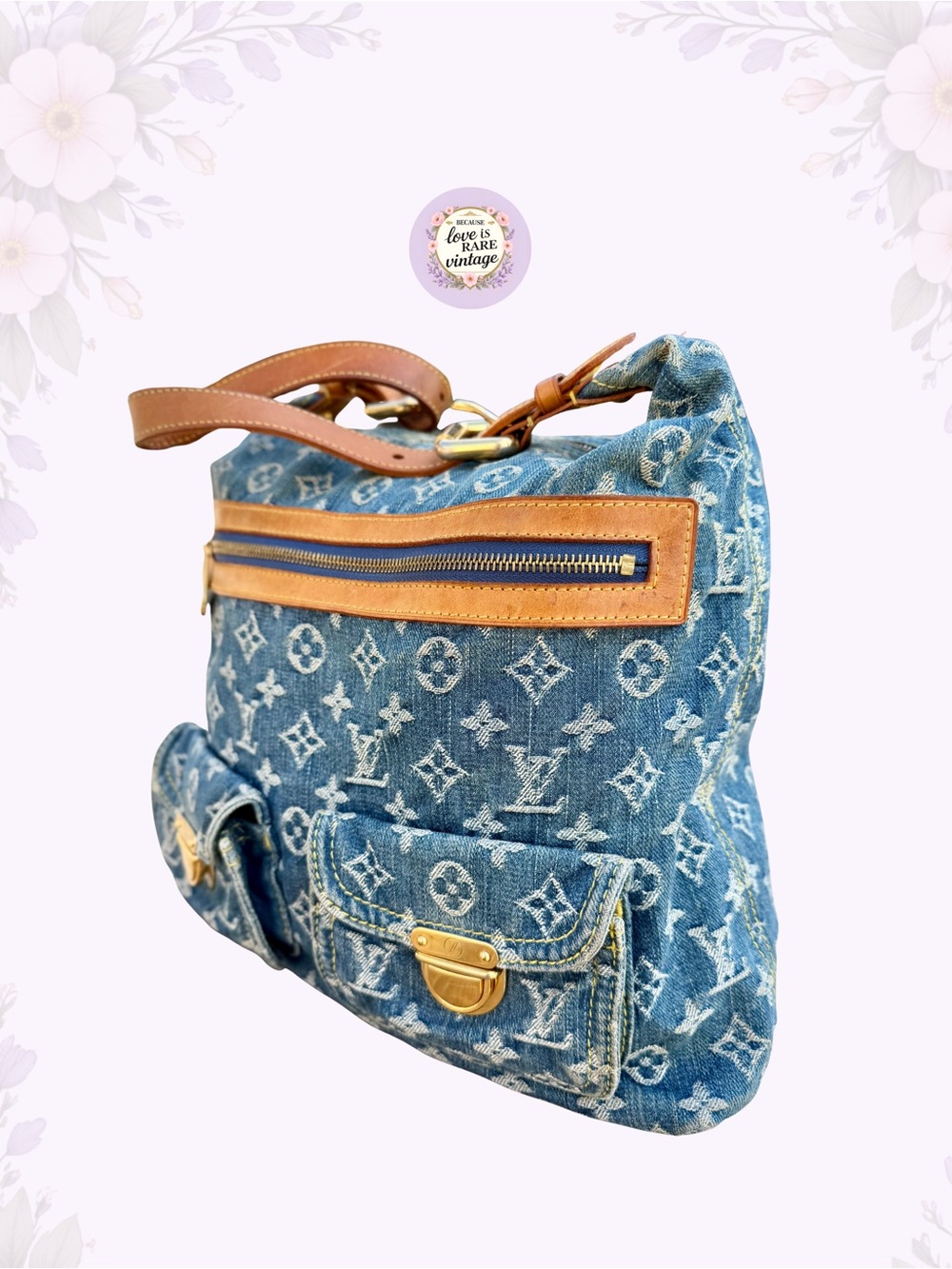 Louis Vuitton Denim Shoulder Bag • FL1065 • COA • Vintage 2005 - Picture 4 of 15